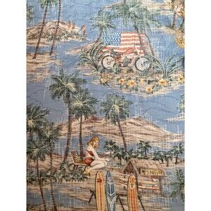 Vintage Hawaiian Shirt Short Sleeve Rayon Pinup Print Rockabilly Retro Size XL